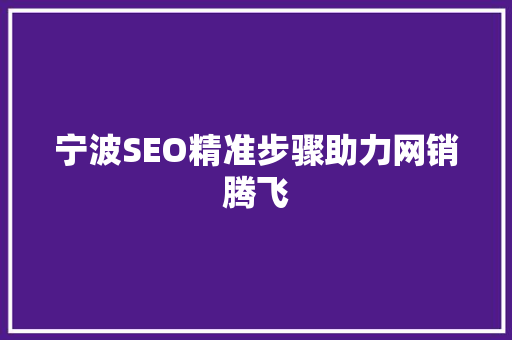 宁波SEO精准步骤助力网销腾飞