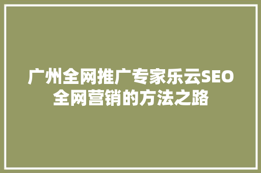 广州全网推广专家乐云SEO全网营销的方法之路