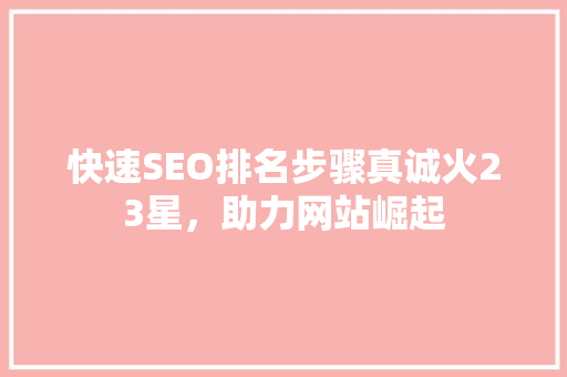快速SEO排名步骤真诚火23星，助力网站崛起