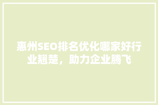 惠州SEO排名优化哪家好行业翘楚，助力企业腾飞