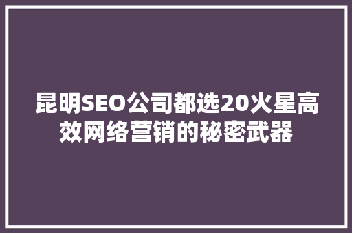昆明SEO公司都选20火星高效网络营销的秘密武器
