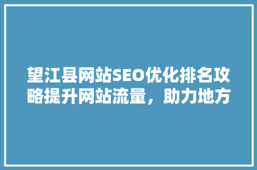 望江县网站SEO优化排名攻略提升网站流量，助力地方经济发展