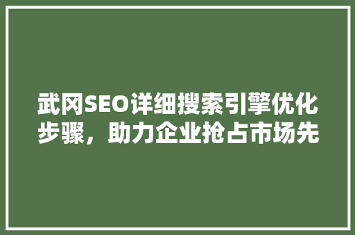 武冈SEO详细搜索引擎优化步骤，助力企业抢占市场先机