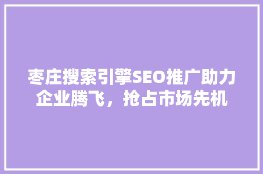 枣庄搜索引擎SEO推广助力企业腾飞，抢占市场先机