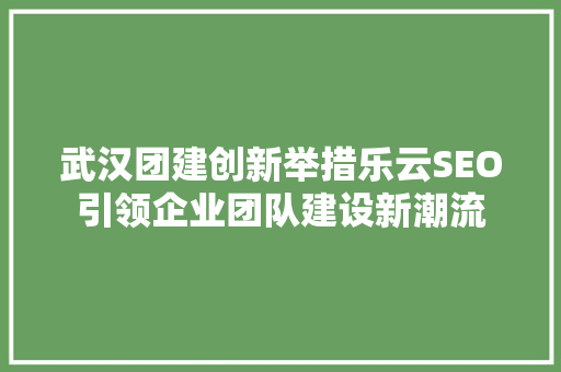 武汉团建创新举措乐云SEO引领企业团队建设新潮流