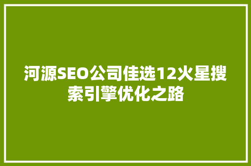 河源SEO公司佳选12火星搜索引擎优化之路