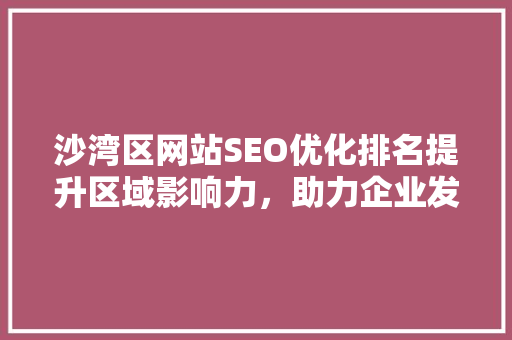 沙湾区网站SEO优化排名提升区域影响力，助力企业发展