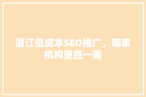 潜江低成本SEO推广，哪家机构更胜一筹