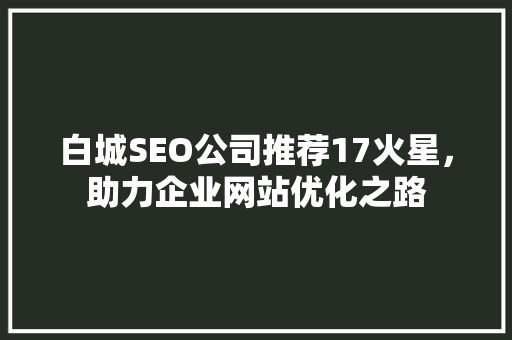 白城SEO公司推荐17火星，助力企业网站优化之路