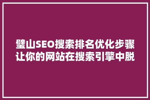 璧山SEO搜索排名优化步骤让你的网站在搜索引擎中脱颖而出