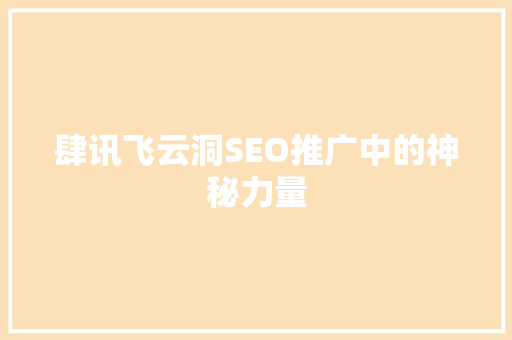 肆讯飞云洞SEO推广中的神秘力量