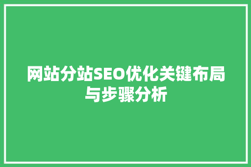 网站分站SEO优化关键布局与步骤分析