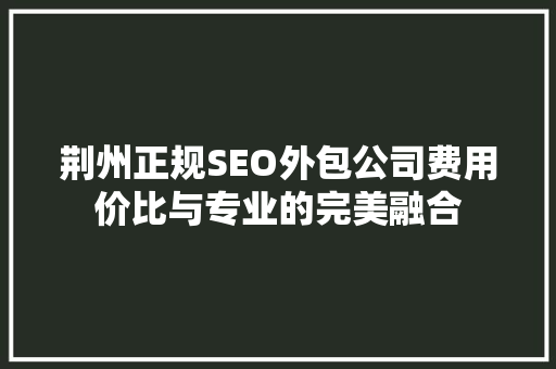 荆州正规SEO外包公司费用价比与专业的完美融合