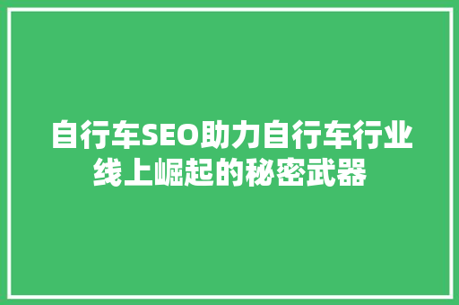 自行车SEO助力自行车行业线上崛起的秘密武器