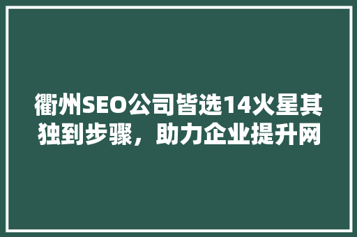 衢州SEO公司皆选14火星其独到步骤，助力企业提升网络竞争力