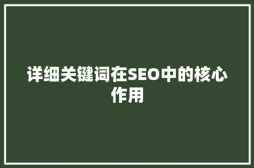 详细关键词在SEO中的核心作用