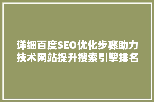 详细百度SEO优化步骤助力技术网站提升搜索引擎排名