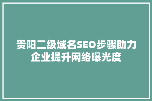 贵阳二级域名SEO步骤助力企业提升网络曝光度