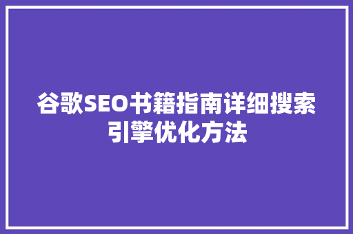 谷歌SEO书籍指南详细搜索引擎优化方法