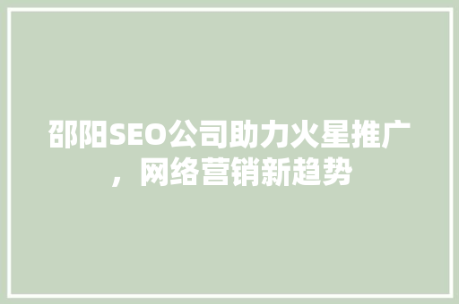 邵阳SEO公司助力火星推广，网络营销新趋势