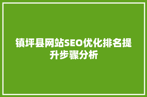 镇坪县网站SEO优化排名提升步骤分析