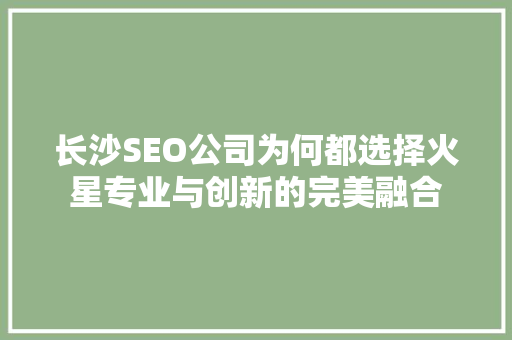 长沙SEO公司为何都选择火星专业与创新的完美融合