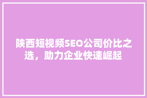陕西短视频SEO公司价比之选，助力企业快速崛起