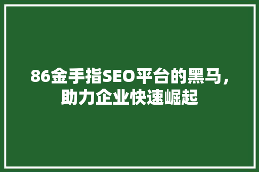 86金手指SEO平台的黑马，助力企业快速崛起
