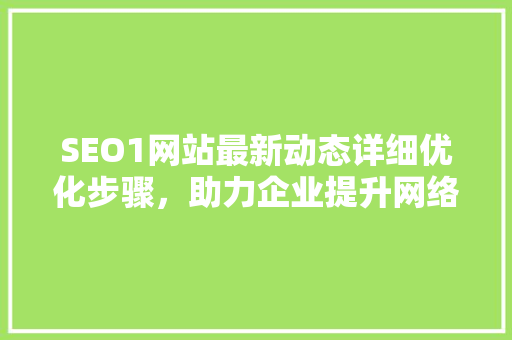 SEO1网站最新动态详细优化步骤，助力企业提升网络竞争力