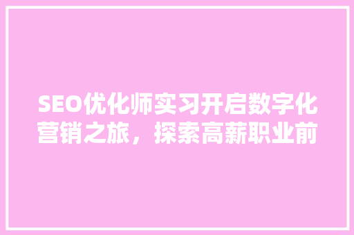 SEO优化师实习开启数字化营销之旅，探索高薪职业前景