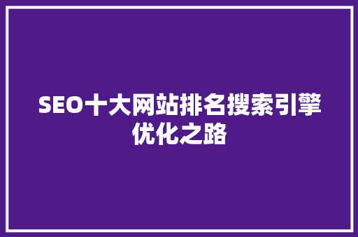 SEO十大网站排名搜索引擎优化之路