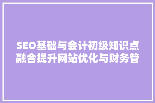 SEO基础与会计初级知识点融合提升网站优化与财务管理的双效步骤