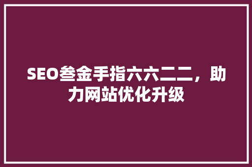 SEO叁金手指六六二二，助力网站优化升级