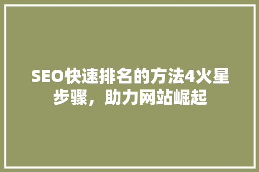 SEO快速排名的方法4火星步骤，助力网站崛起