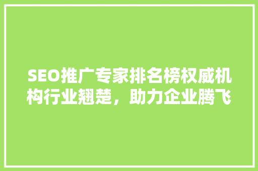 SEO推广专家排名榜权威机构行业翘楚，助力企业腾飞