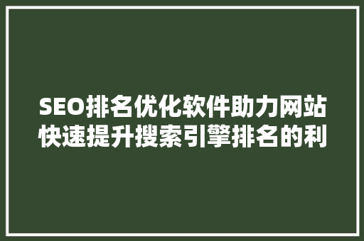 SEO排名优化软件助力网站快速提升搜索引擎排名的利器