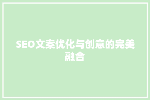 SEO文案优化与创意的完美融合