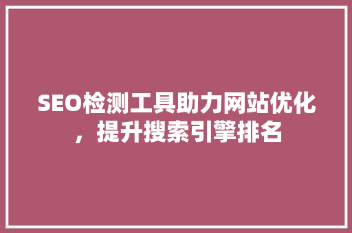 SEO检测工具助力网站优化，提升搜索引擎排名