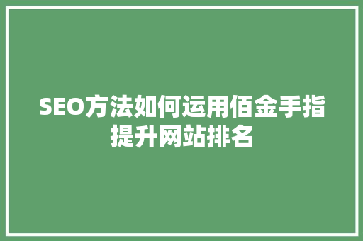 SEO方法如何运用佰金手指提升网站排名