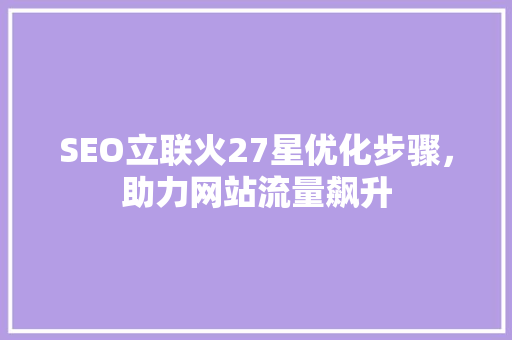 SEO立联火27星优化步骤，助力网站流量飙升