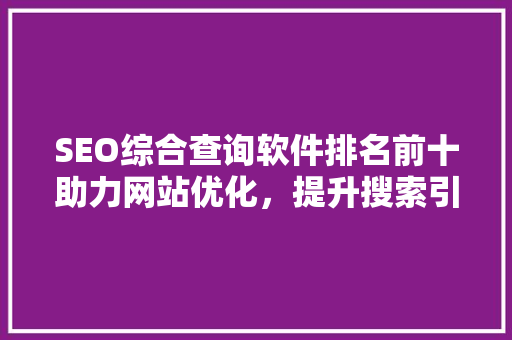 SEO综合查询软件排名前十助力网站优化，提升搜索引擎排名