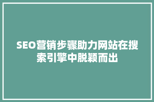 SEO营销步骤助力网站在搜索引擎中脱颖而出