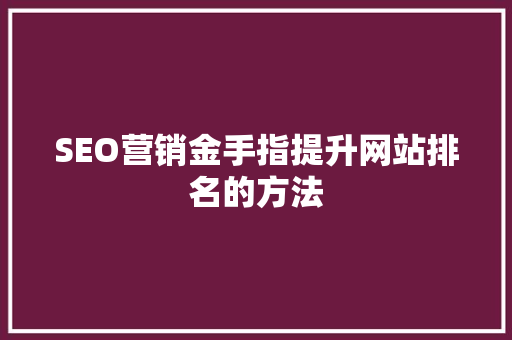 SEO营销金手指提升网站排名的方法