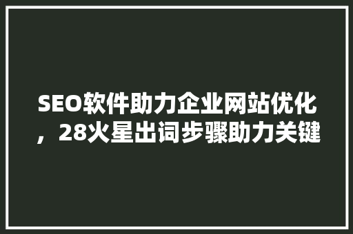 SEO软件助力企业网站优化，28火星出词步骤助力关键词布局
