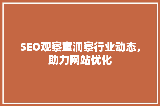 SEO观察室洞察行业动态，助力网站优化
