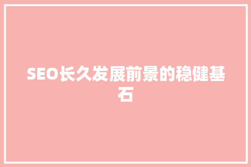 SEO长久发展前景的稳健基石