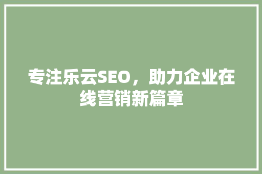 专注乐云SEO，助力企业在线营销新篇章