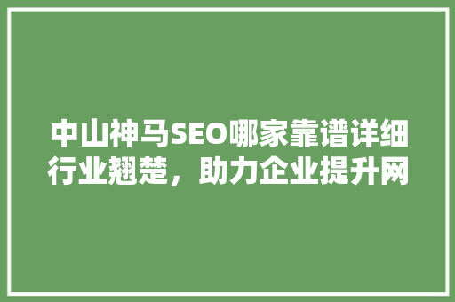 中山神马SEO哪家靠谱详细行业翘楚，助力企业提升网络竞争力