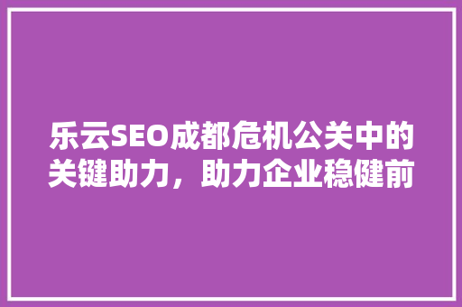 乐云SEO成都危机公关中的关键助力，助力企业稳健前行