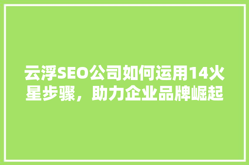 云浮SEO公司如何运用14火星步骤，助力企业品牌崛起